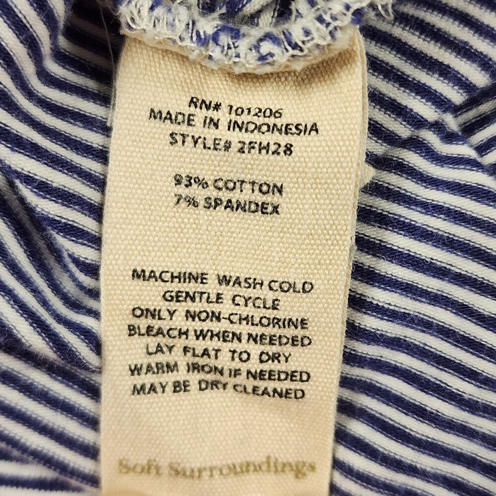 Soft Surroundings Striped Ruched Side Long Sleeve Top Nautical L - Picture 8 of 11